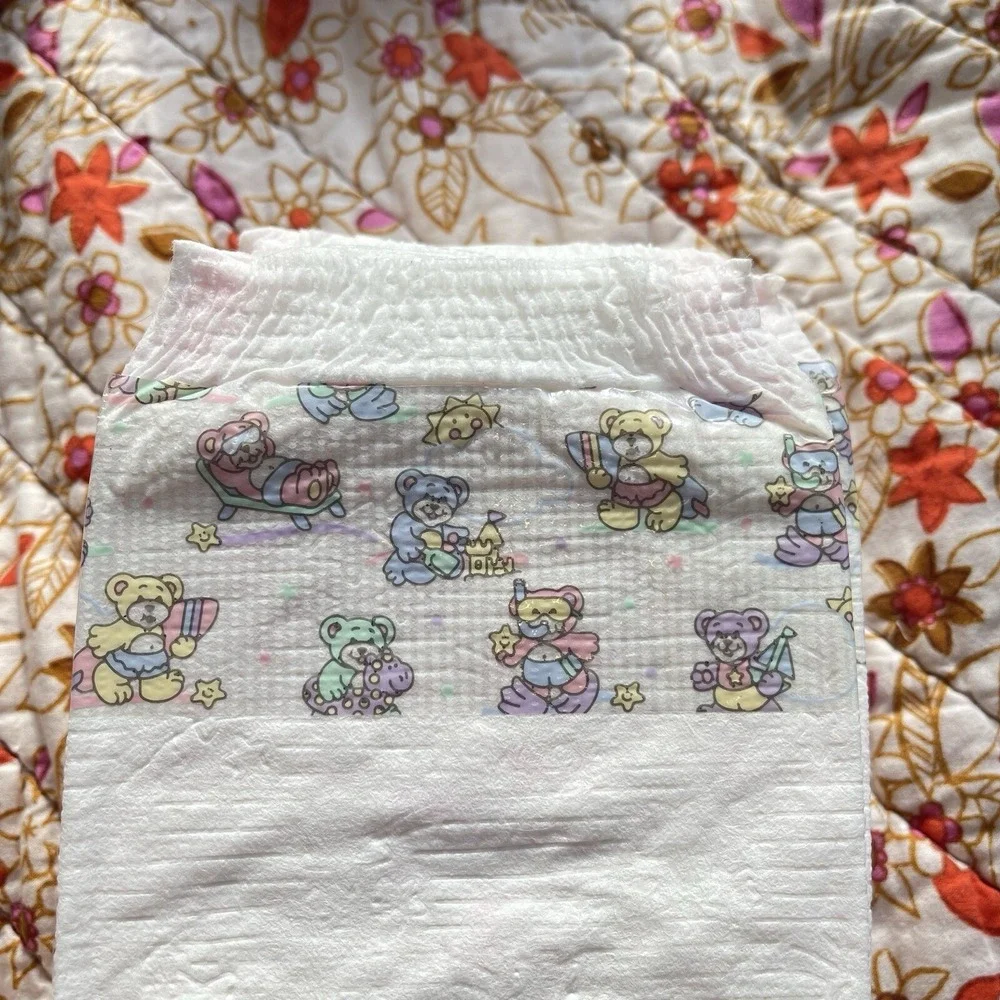 Vintage Huggies Size 3 Ultratrim 1993 USA Diapers Beach Teddy Bear Plastic Print